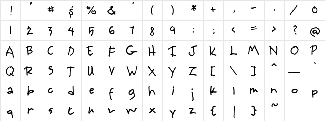 PC Sketchbook Regular  glyph index