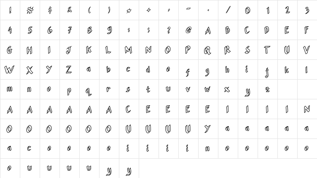 Gasgass Regular  glyph index