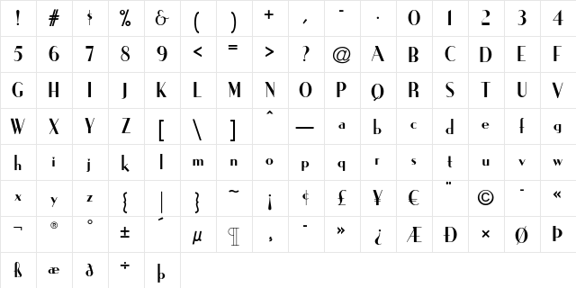 Ironick-Normal Regular  glyph index
