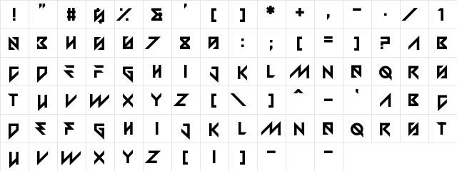 Betrayal of Mind Regular  glyph index