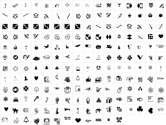 DoodleDingbatsThreeSSK Regular  glyph index