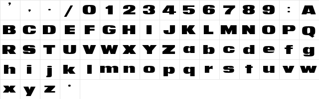 NotANumber Regular  glyph index