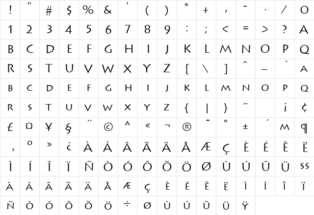 LeeToscanini3 LightSH  glyph index