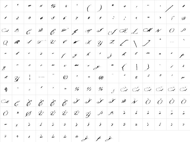 Article10 Regular  glyph index