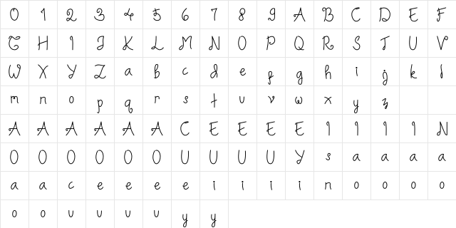 Diableg Regular  glyph index