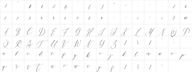Oh Samantha Regular  glyph index