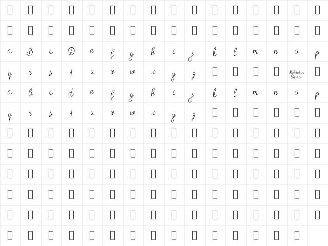 Bokretan Demo  glyph index