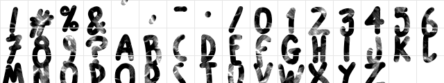 Scrunched Up Regular  glyph index