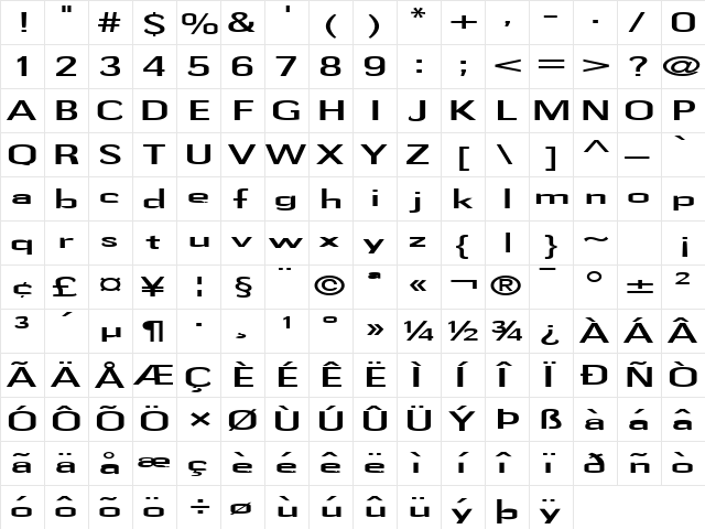 FZ BASIC 58 EX Normal  glyph index