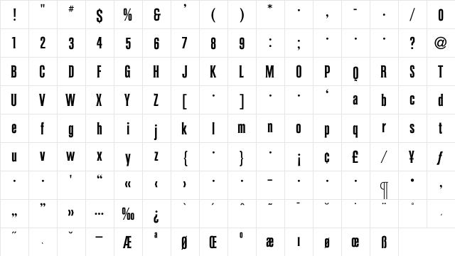 ColiseumMedium Regular  glyph index