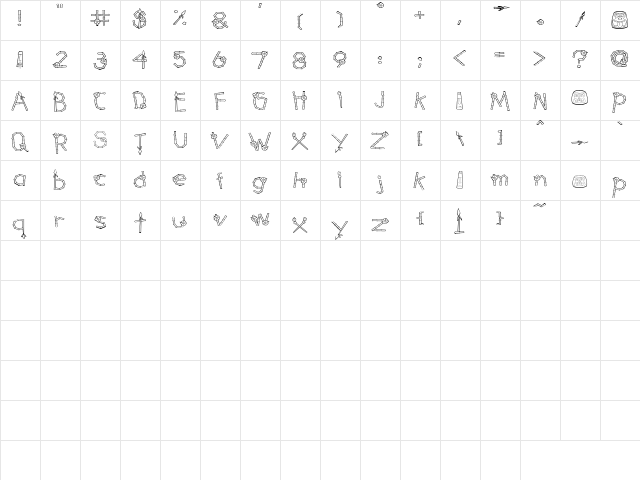 CK Tiki Regular  glyph index