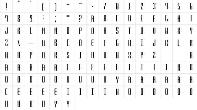 QVR Sharp Display Rounded  glyph index