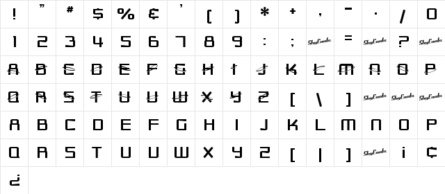 SF Outer Limits Upright Regular  glyph index