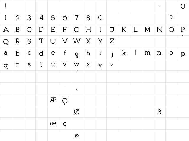 Kingsmen Regular  glyph index