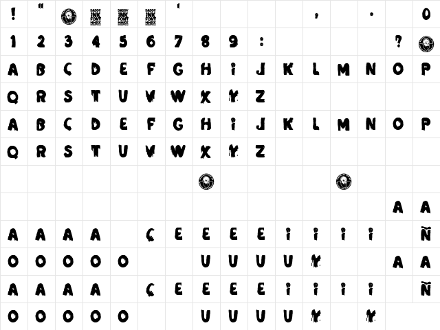Daddy Ink Regular  glyph index