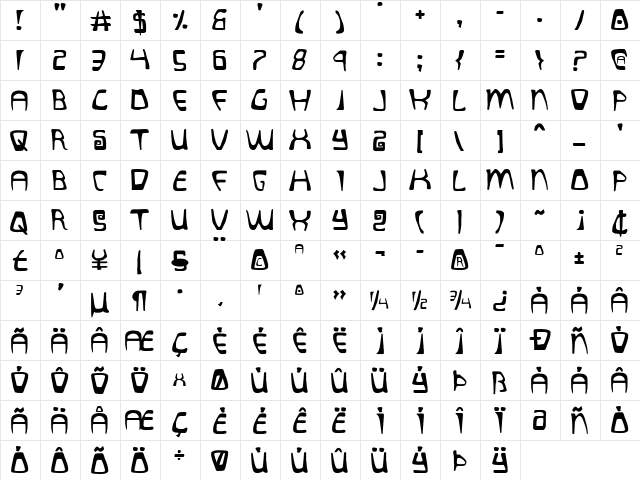 Quatl Regular  glyph index