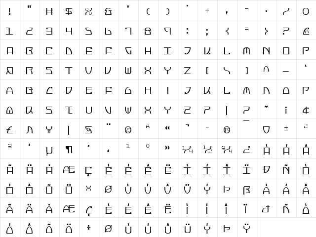 Jumptroops Condensed Condensed  glyph index