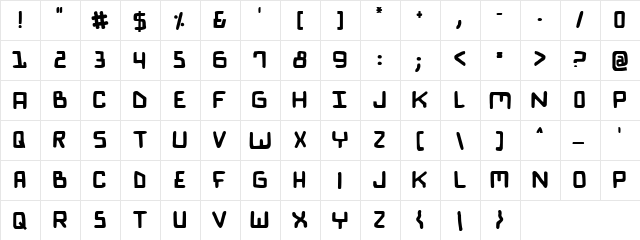 Bionic ComicBold Bold  glyph index