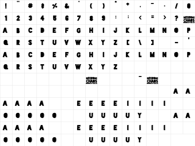 Negroni Chaos Regular  glyph index