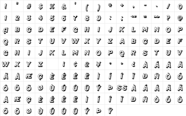 Fenwick Olden Regular  glyph index