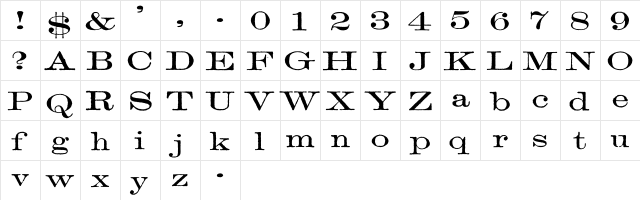 Archive Lightface Extended Regular  glyph index