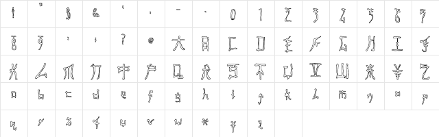 Fast Monk Ink Outline Regular  glyph index