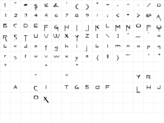 Witty Woman 1 Regular  glyph index