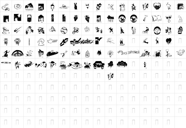 DF Eclectics Medium  glyph index