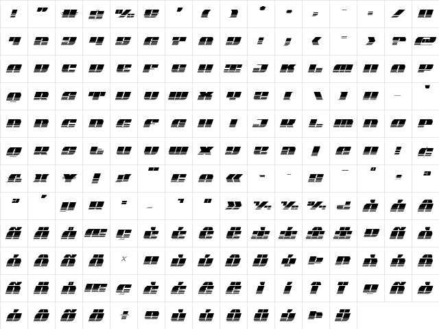 Joy Shark Halftone Semi-ConIta Semi-Condensed Italic  glyph index