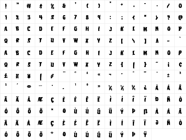 Vorvolaka Staggered Regular  glyph index