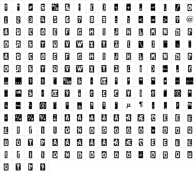 a_LuggerCmStNt Regular  glyph index