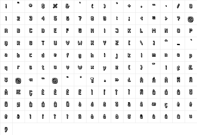Qwerty Regular  glyph index