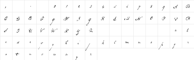 Schoon Normal  glyph index