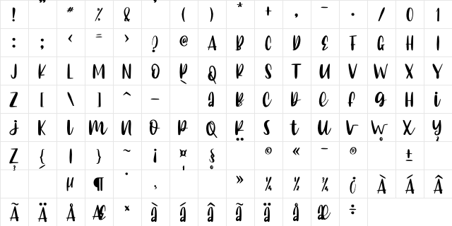 CAlifornia dolphin Regular  glyph index