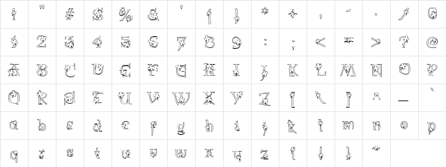 PC Shamrock Light Regular  glyph index