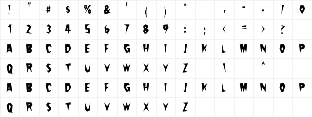 Cactus Pete Regular  glyph index