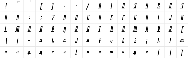 Americana Dreams Regular  glyph index