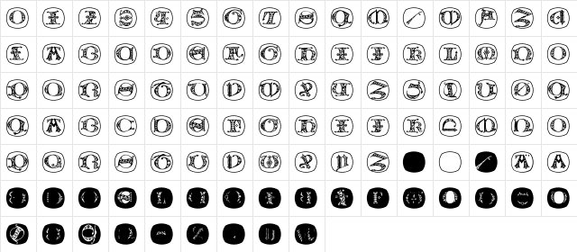 UncialButtonsB Regular  glyph index