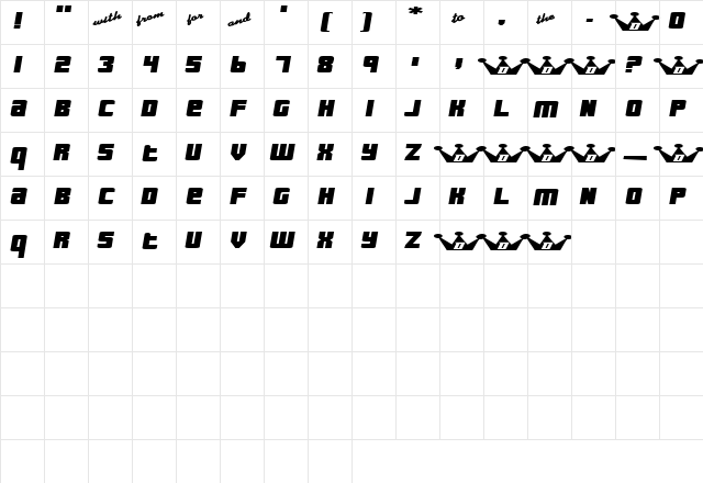 BackToMono Regular  glyph index