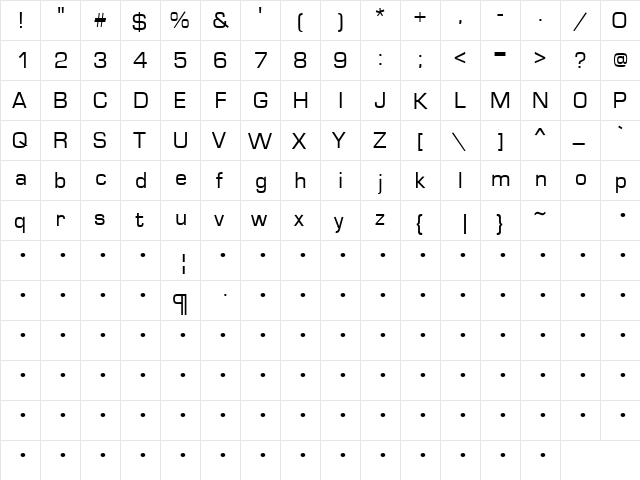 QTEurotype Regular  glyph index