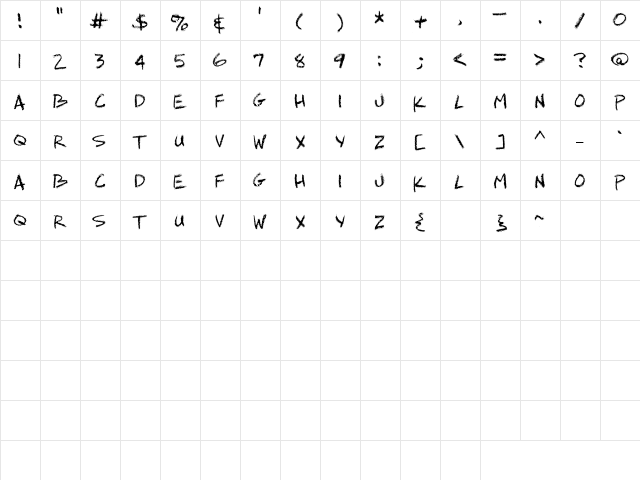 LD Print 14 Regular  glyph index