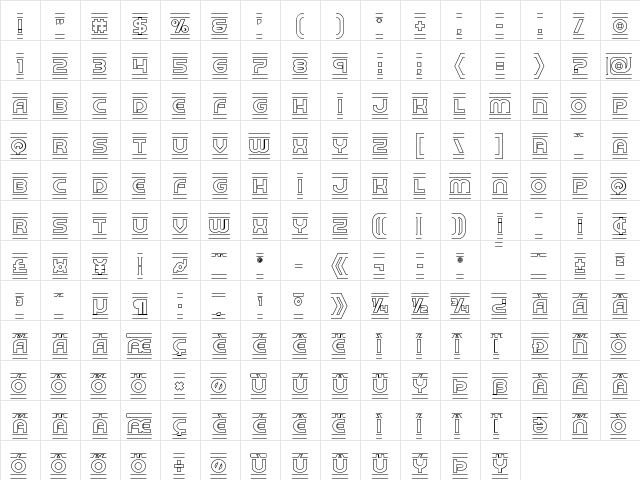 Barcade Outline Outline  glyph index