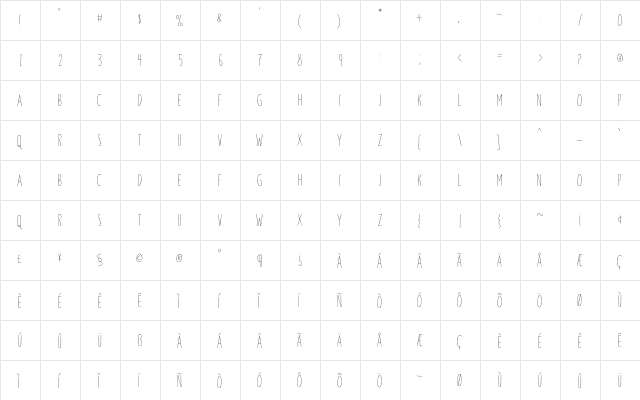 Windsor Regular  glyph index