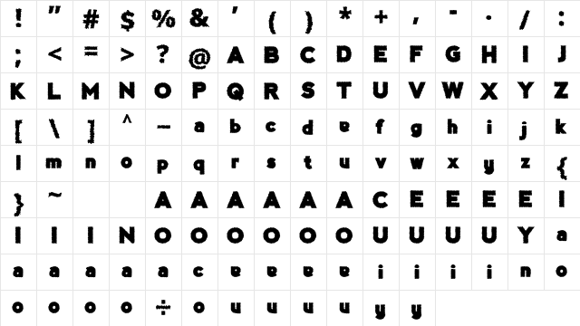 Brewok Regular  glyph index
