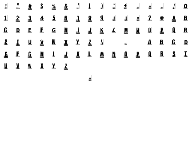 ghettomarquee Regular  glyph index