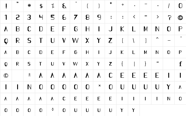 Slang Outfit Regular  glyph index