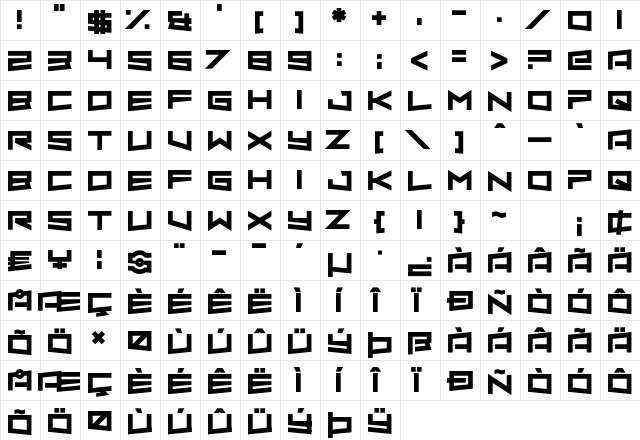 Almond Rocks Regular  glyph index