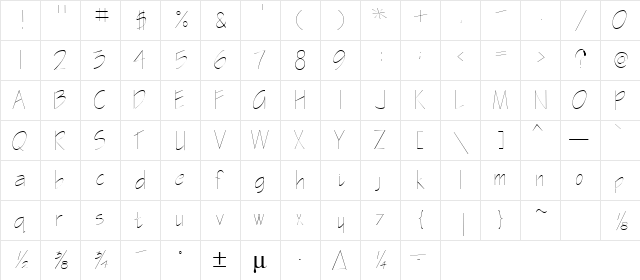 BluePrint Print  glyph index