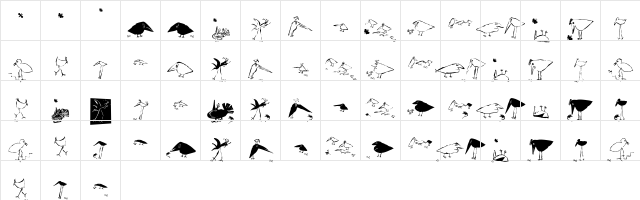SaulsRandomBirds Regular  glyph index