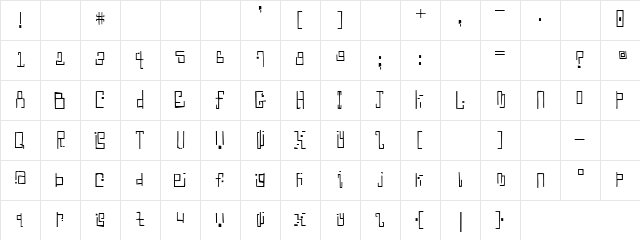 Batombose Regular  glyph index
